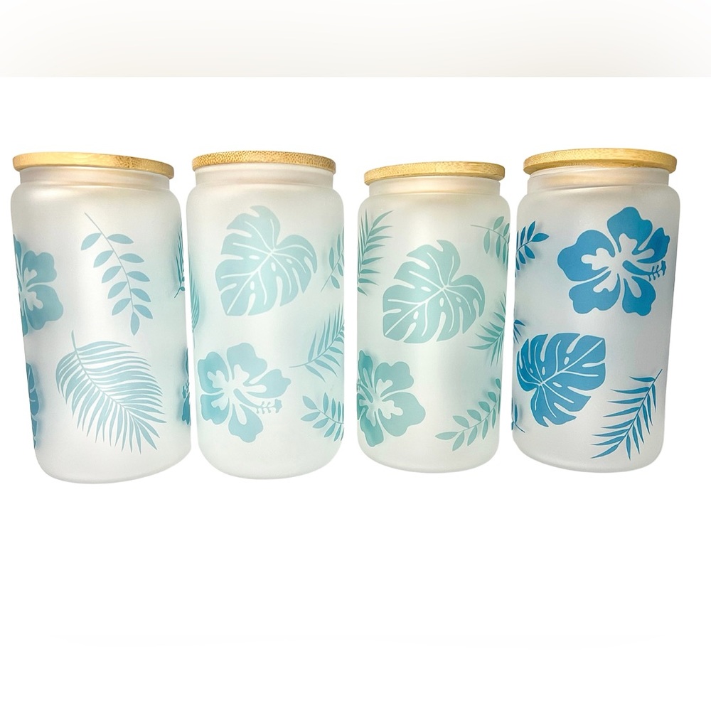 Tropical 16 oz Glass Tumblers NEW